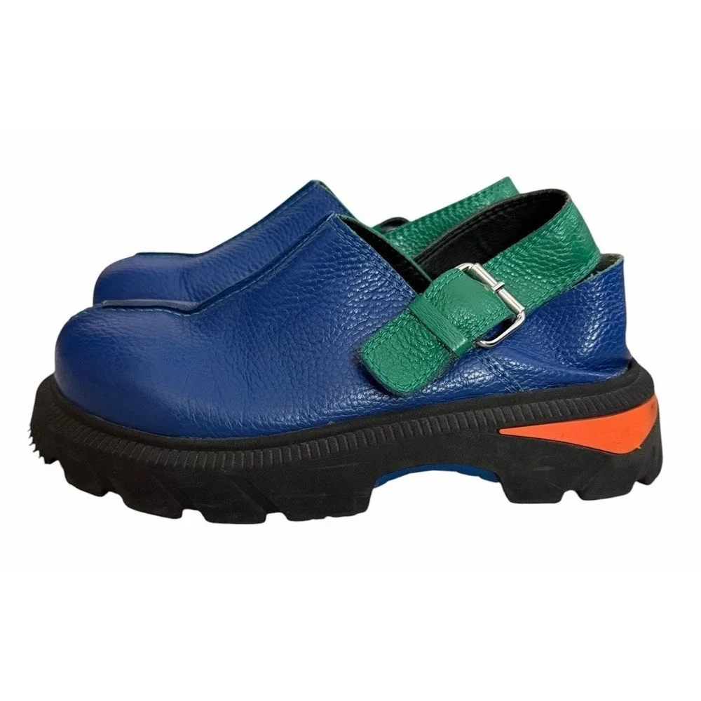 E8 Miista Ota Slingback Clogs Blue/Green Women's Size 39 (US W 9)